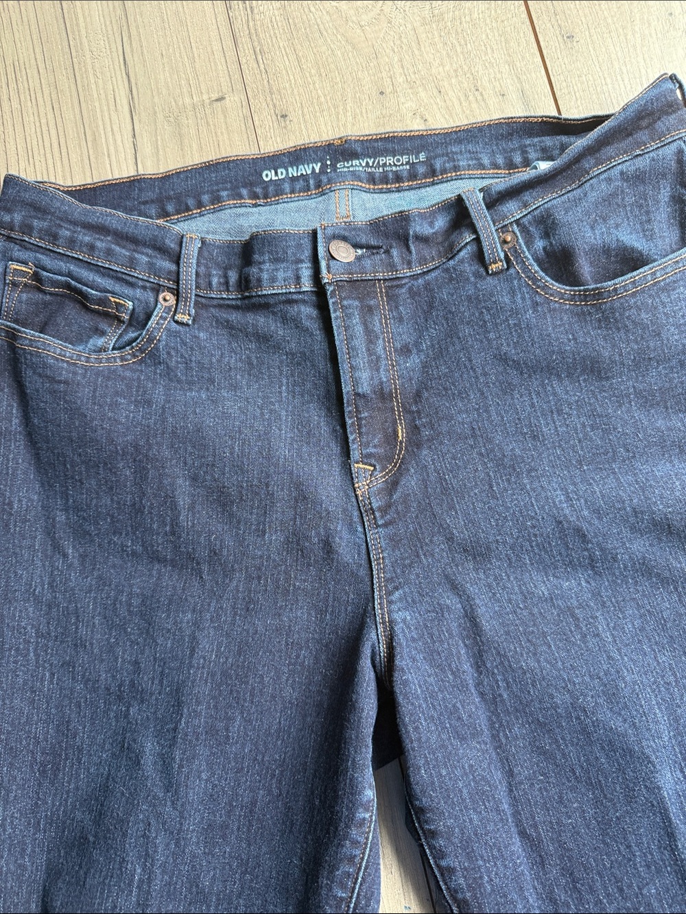 Old Navy Dark Blue Curvy/Profile Denim Jeans women mid rise Tall Long 14T